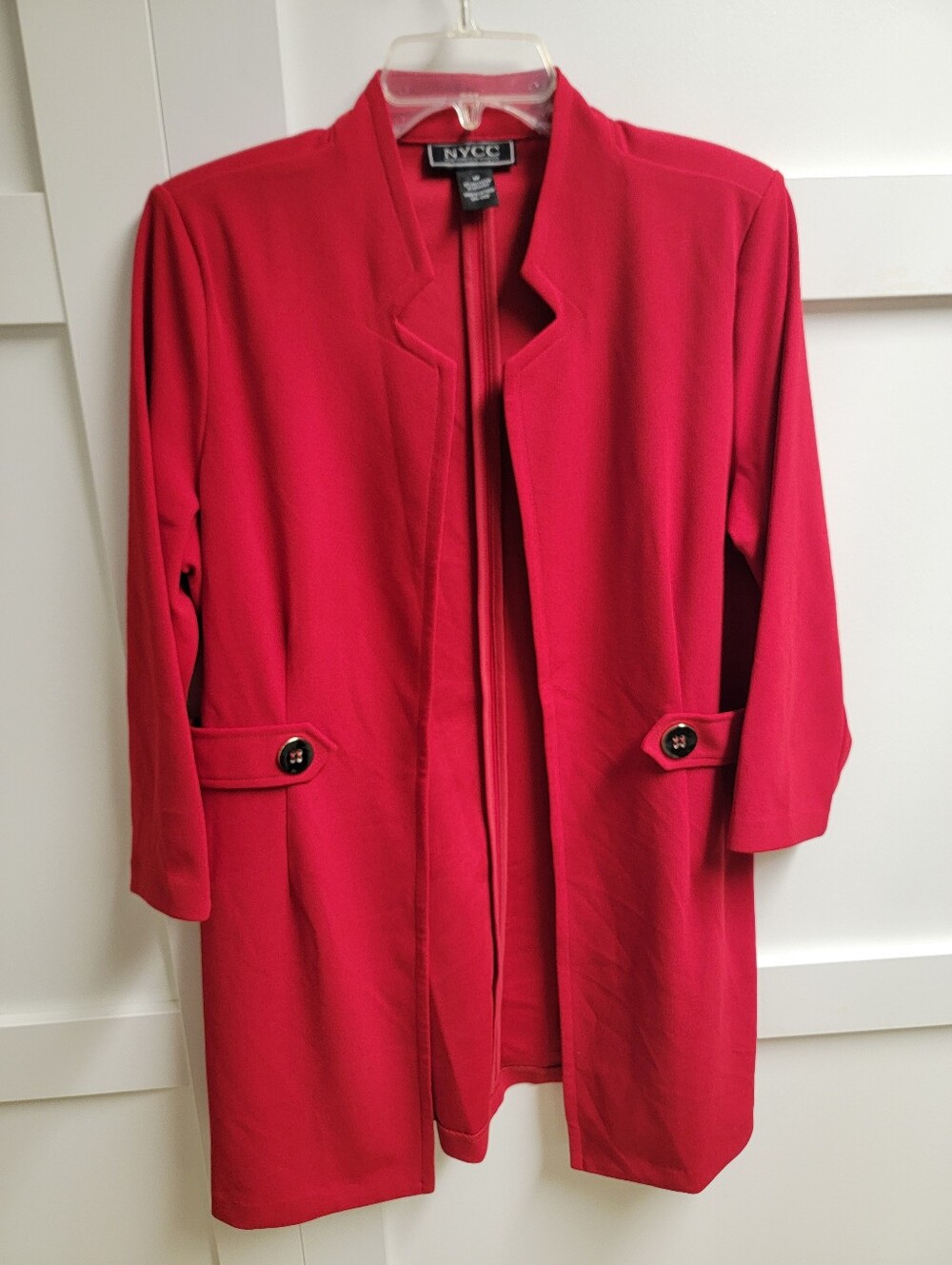 New York & Company Bright Red Open-Front Blazer Jacket